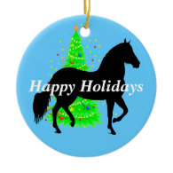 Paso Fino Horse Silhouette Happy Holidays Christmas Ornaments
