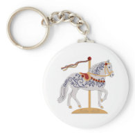Paso Fino Rose Scroll Carousel Horse Keychain