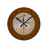 Paso Fino Rose Scroll Carousel Horse Round Clocks