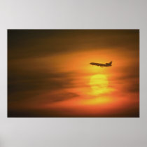 Passenger jet at sunset, on route to Frankfurt, Ge Print