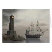 Passing Last Point Home - Ship, Lighthouse cards