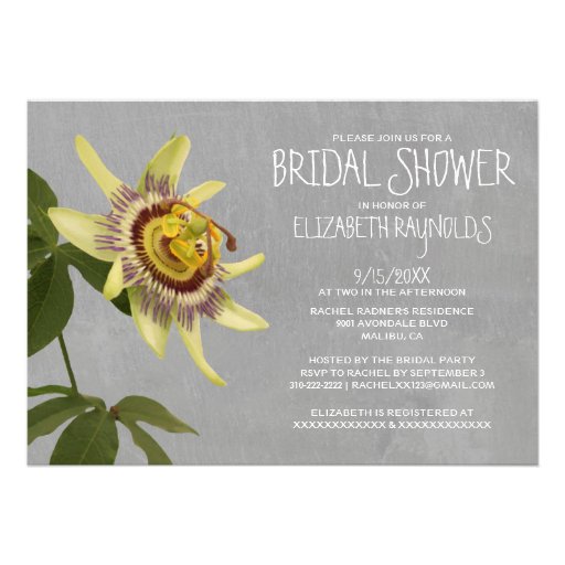 Passion Flower Bridal Shower Invitations