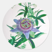 Passion Flower Round Stickers