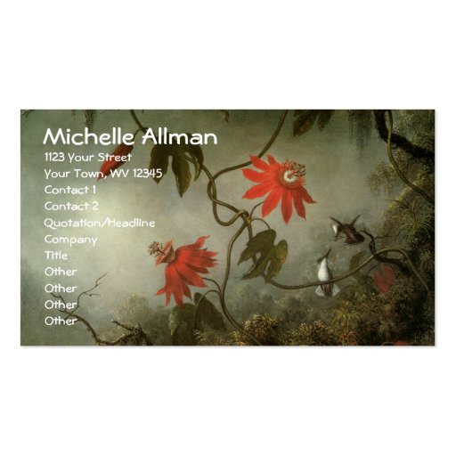 Passion Flowers and Hummingbirds Business Cards (front side)