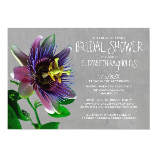 Passion Flowers Bridal Shower Invitations