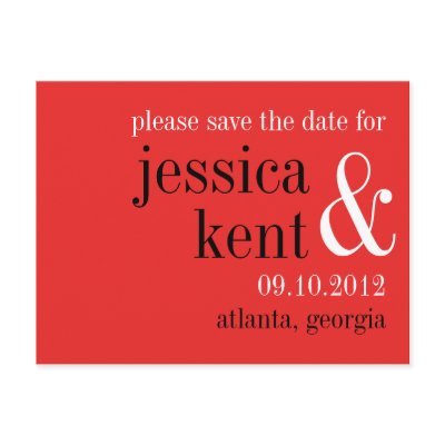Passion red black typography modern save the date postcard