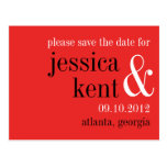 Passion red black typography modern save the date postcard