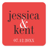 Passion red black typography modern wedding favor sticker