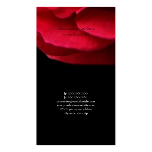 Passion Red Roses Business Card (back side)