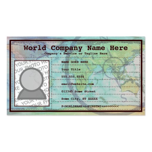 passport business card template (back side)