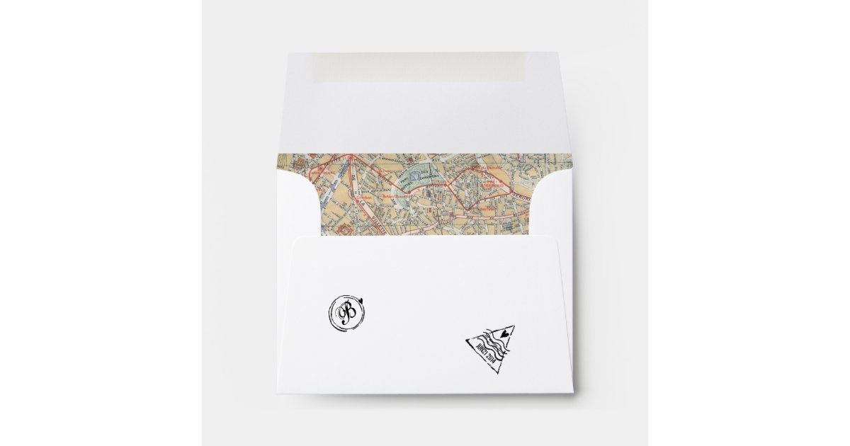 Passport Envelope with Stamps & Map Zazzle