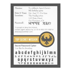 Password Secret Agent Birthday Party Personalized Announcement