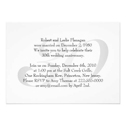 Past and Present 30th Anniversary Invitation