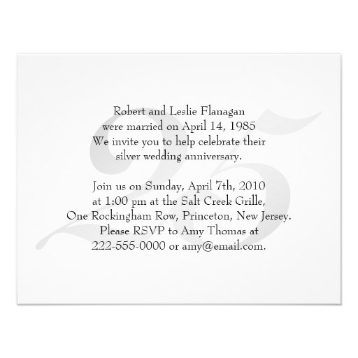 Past and Present Silver Anniversary Personalized Invite