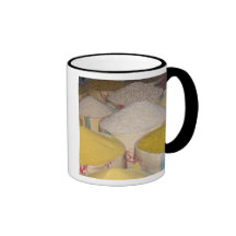 Pasta, grain and rice in sacks at the souk in coffee mug