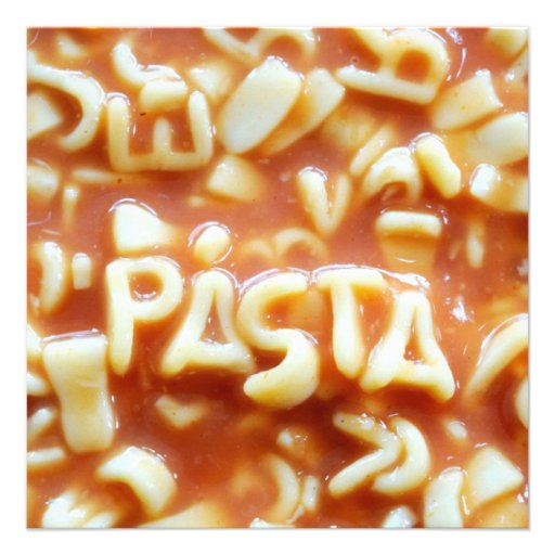 Pasta letters spell pasta personalized announcement