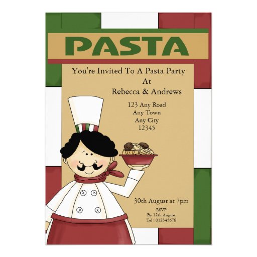 Pasta Party Personalized Invites