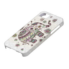 Paste Colors Retro Flowers & Elephant iPhone 5 Case