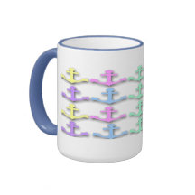 Pastel Anchor Pattern Coffee Mugs