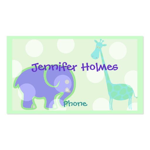 Pastel Animal Children's Calling Card Business Card Template