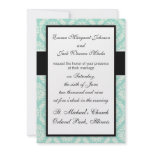 pastel aqua and cream fleur elegant damask personalized invitation