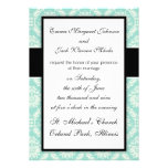 pastel aqua and cream fleur elegant damask personalized invitation