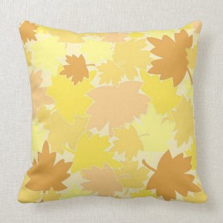 Pastel autumn leaves throw pillows