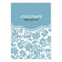 Pastel Blu& White Vintage Floral Damask-Customized Business Card Templates