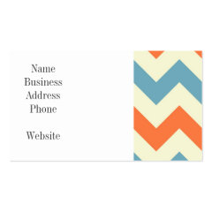 Pastel Blue and Orange Chevron Stripes Business Card