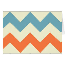 Pastel Blue and Orange Chevron Stripes Greeting Card