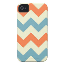 Pastel Blue and Orange Chevron Stripes iPhone 4 Covers