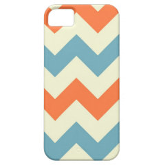 Pastel Blue and Orange Chevron Stripes iPhone 5 Cases