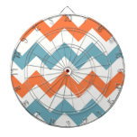Pastel Blue and Orange Chevron Stripes Dartboards