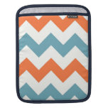 Pastel Blue and Orange Chevron Stripes Sleeve For iPads