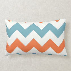 Pastel Blue and Orange Chevron Stripes Throw Pillow