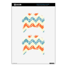 Pastel Blue and Orange Chevron Stripes Xbox 360 Controller Skins