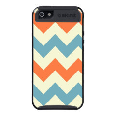 Pastel Blue and Orange Chevron Stripes Zig Zags iPhone 5 Covers