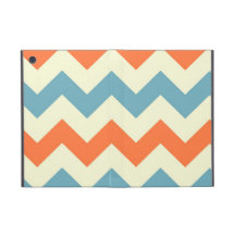 Pastel Blue and Orange Chevron Stripes Zig Zags iPad Mini Cover