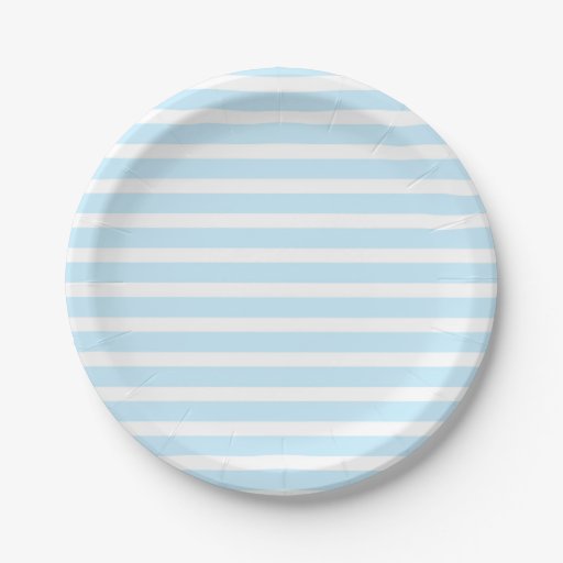 Pastel Blue and White Stripes Paper Plates Zazzle