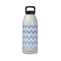 Pastel Blue Girly Trendy Chevron Fashion Pattern Drinking Bottle