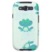 PASTEL BLUE GREEN CARTOON FROGS FROGGIES PATTERN C GALAXY S3 COVERS