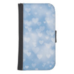 Pastel Blue Heart Bokeh Galaxy S4 Wallets