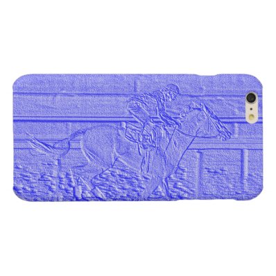 Pastel Blue Horse Racing Thoroughbred Racehorse Glossy iPhone 6 Plus Case