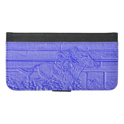 Pastel Blue Horse Racing Thoroughbred Racehorse iPhone 6/6S Plus Wallet Case