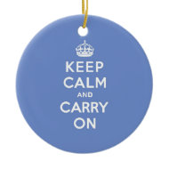 Pastel Blue Keep Calm and Carry On Christmas Tree Ornament