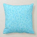 Pastel Blue Leopard Print Pattern. Throw Pillow