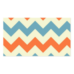 Pastel Blue Orange Chevron Stripes Business Cards