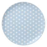 Pastel Blue Polka Dot Pattern Dinner Plates