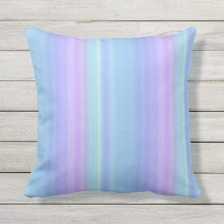 Pastel Blue Purple Green Outdoor Pillow