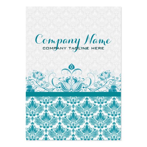 Pastel Blue Vintage Orante Floral Damasks Pattern Business Card Templates (front side)